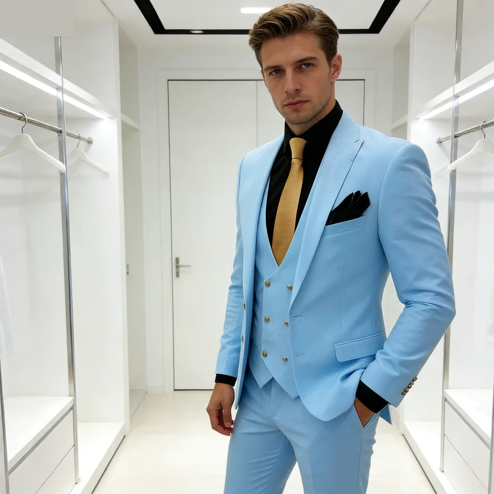 

3-Piece Men's Smoking Suit Wedding Tuxedo White Jackets Design Blazer Ensemble New Men's Clothing