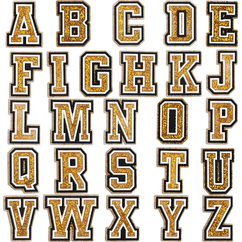 1/50PCS Golden Shoe Charms Golden Letters Yellow Duck Star Lemon Balloon Dog Women Shoe Accessories Cute Shoe Buckle Decoration image 2