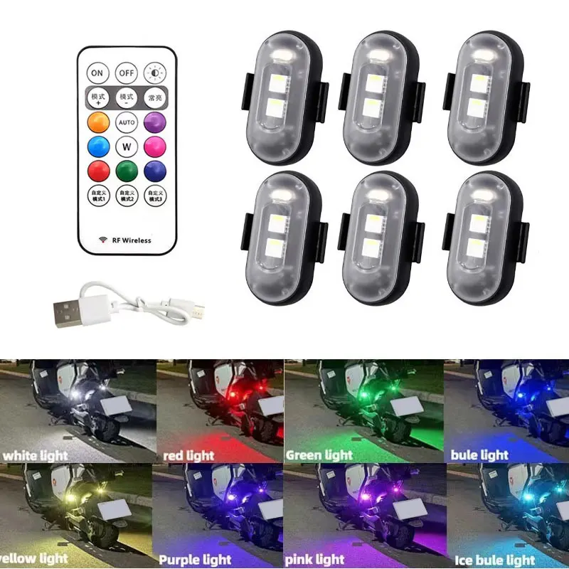 Luz estroboscópica Led RGB para avión, luces de advertencia de Flash inalámbricas remotas para motocicleta, avión, helicóptero, bicicleta y coche