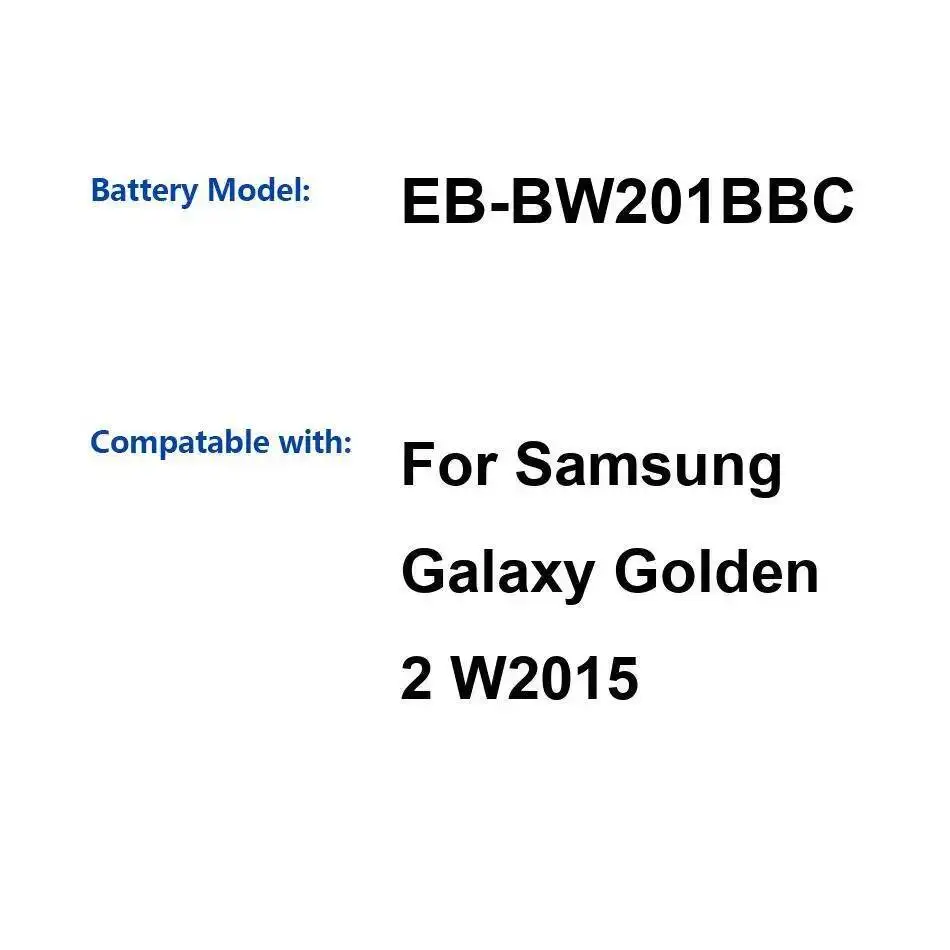 

2020Mah High Capacity EB-BW201BBC For Samsung Galaxy Golden 2 W2015 Mobile Phone Battery