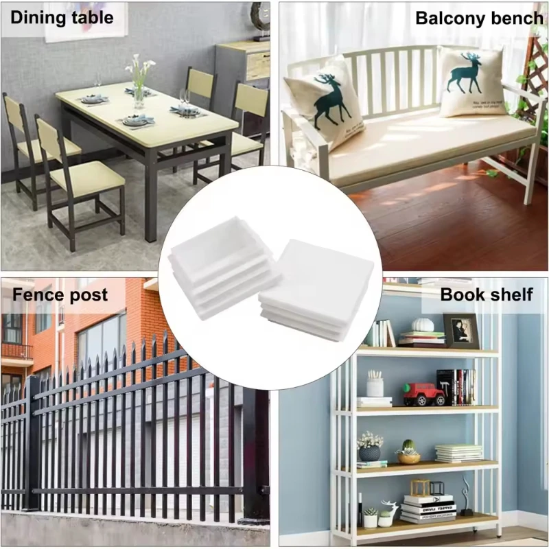 White Square Tube Pipe Plug Rectangle Plastic Blanking End Cap Table Leg Feet Inserts Plugs Dust Cover 15x15mm to 60x120mm image 3
