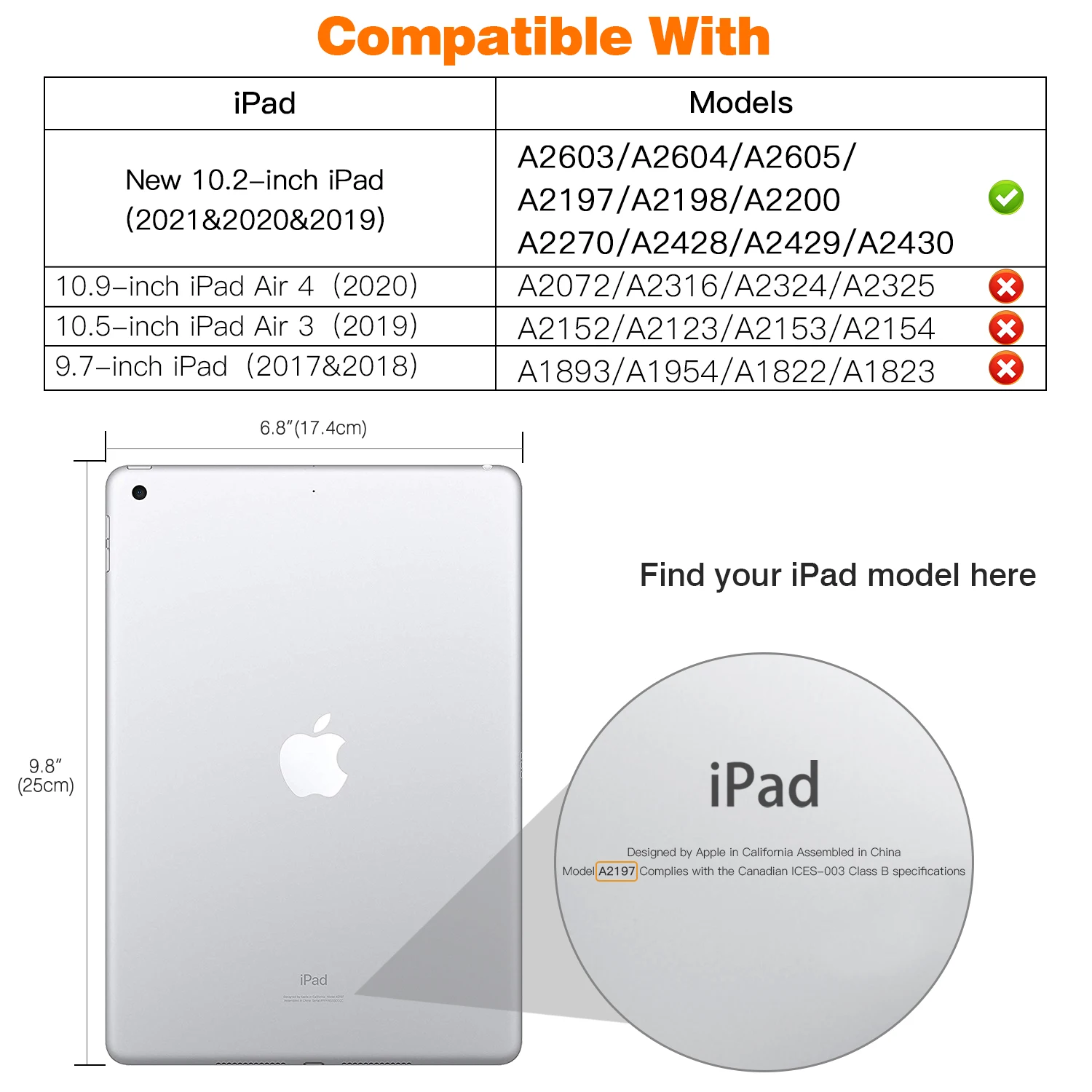 Case for iPad 10.2 iPad 9th Generation 2021/ iPad 8th Generation 2020/ iPad 7th Generation 2019, Slim Stand Hard Back Shell Case