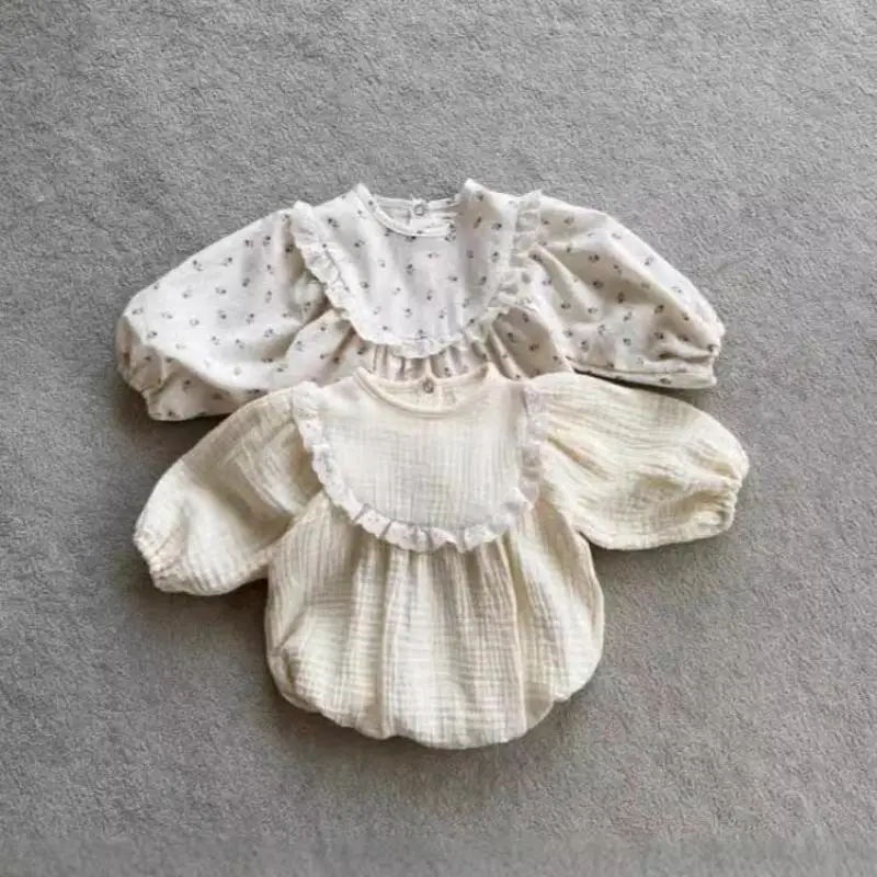 

Autumn New Baby Girl Long Sleeve Floral Bodysuit Cotton Newborn Toddler Cute Lace Collar Jumpsuit Infant Girl Clothes 0-24M