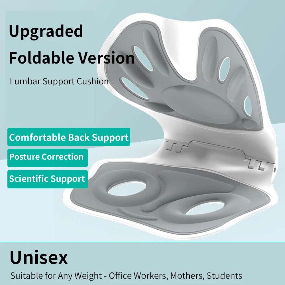 Chair Waist Back Support Cushion, Foldable Ergonomic Cushion Suitable for Office Chairs, Car Reading Chairs, Posture Correctors