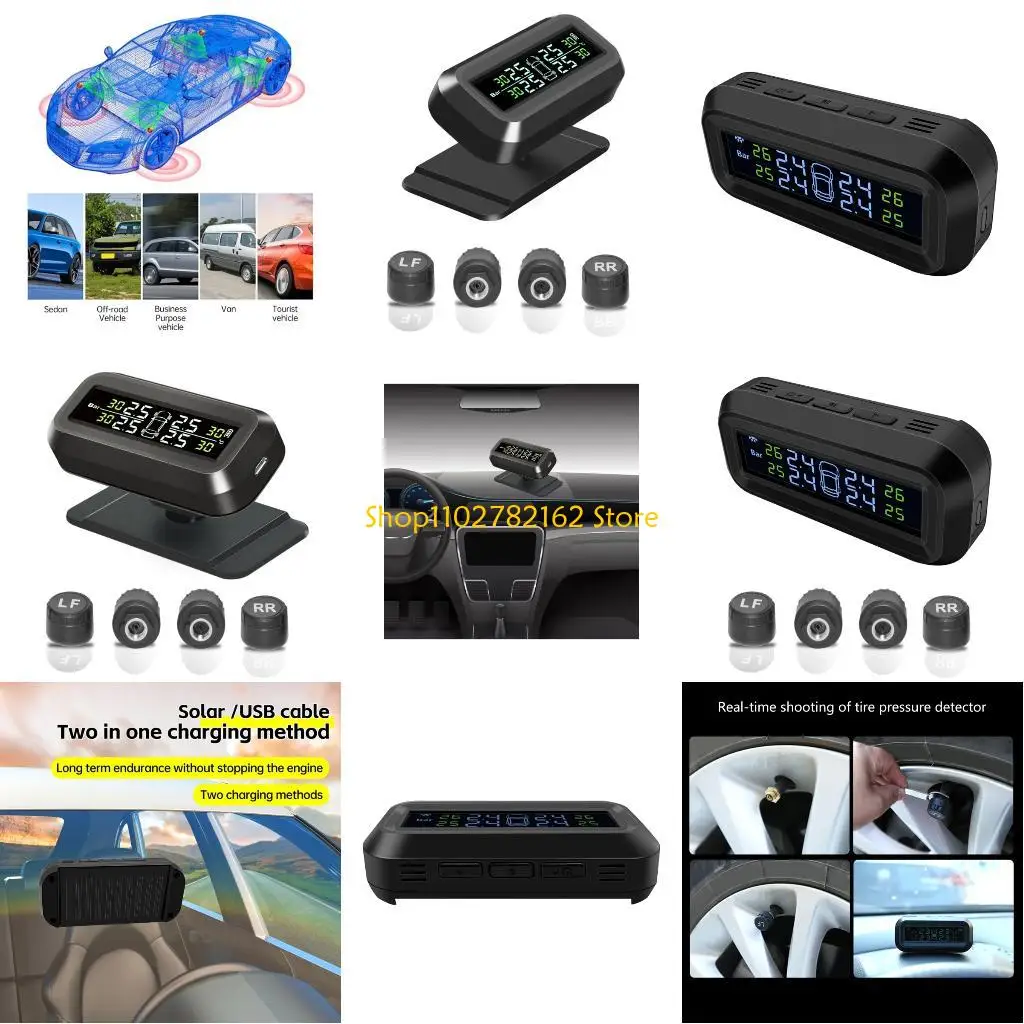 

547B Solar USB TPMS Car Tire Monitor Tire Pressure Security Alarm Systems