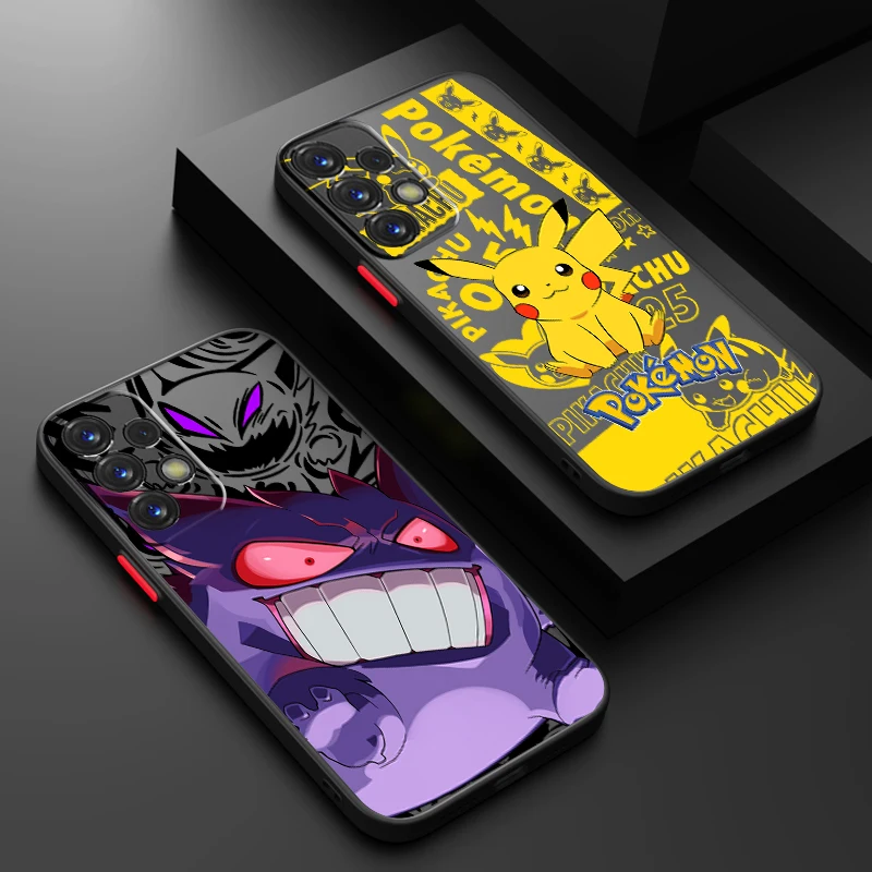 Anime P-Pokemones G-Gengars Frosted Translucent For Samsung A53 A52 A33 A32 A51 A71 A21S A13 A73 A50 A22 A12 5G Funda