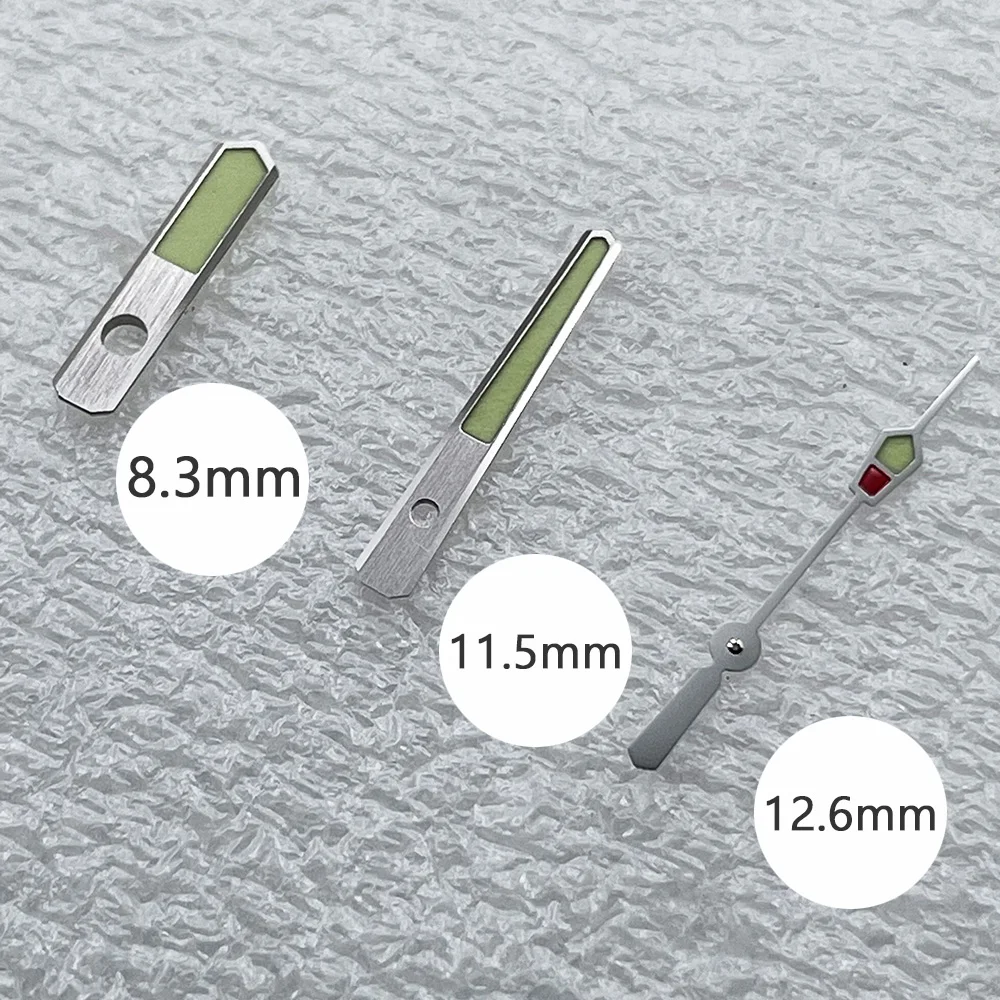 Mod NH35 Watch Hands 8.3mm*11.5mm*12.6mm Stainless Steel C3 Green Luminous Needles Suit for NH35A NH36A Movement Repair Parts