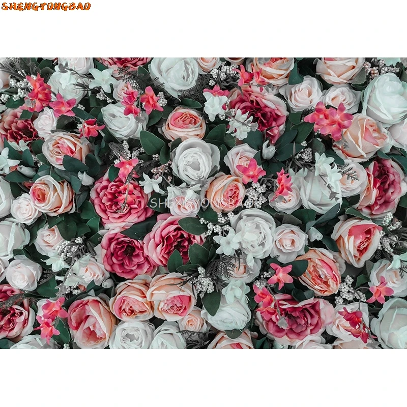 SHENGYONGBAO Wedding Photo Wall Background Rose Flower Birthday Party Portrait Photography Backdrop For Photo Studio HKW-6