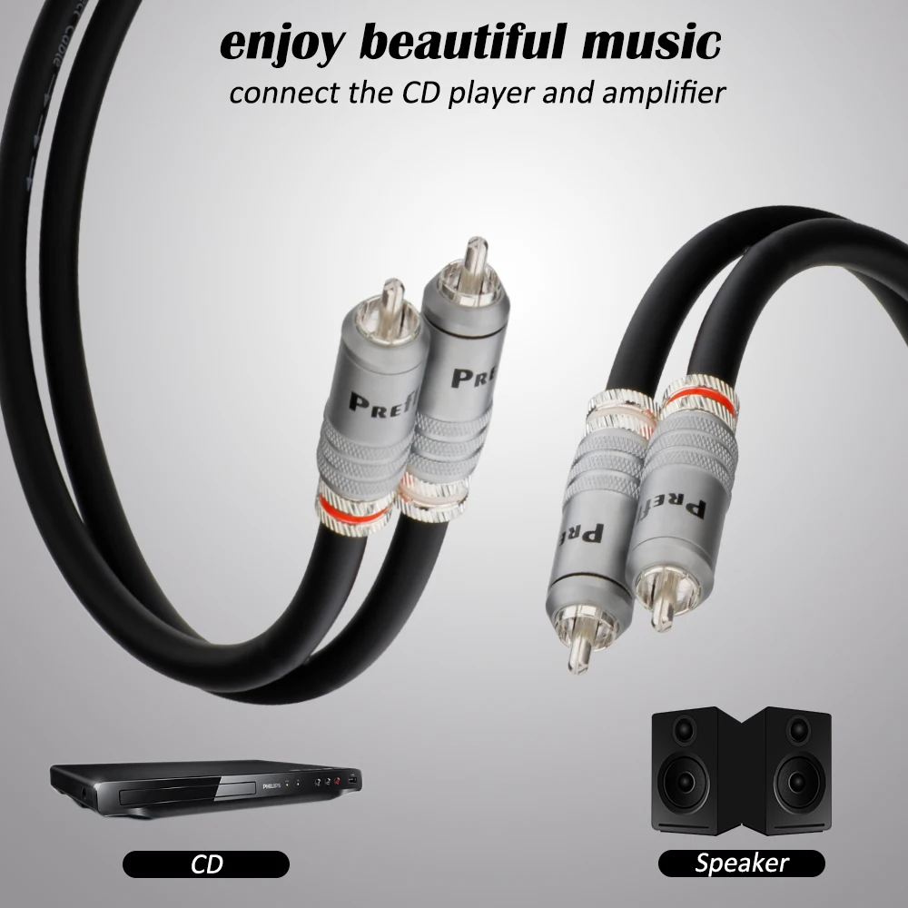 Hi-End Preffair X418 High Purity Copper Interconnect RCA Cable With Gold/Silver Plated RCA Male Plug Audio Extension Cord