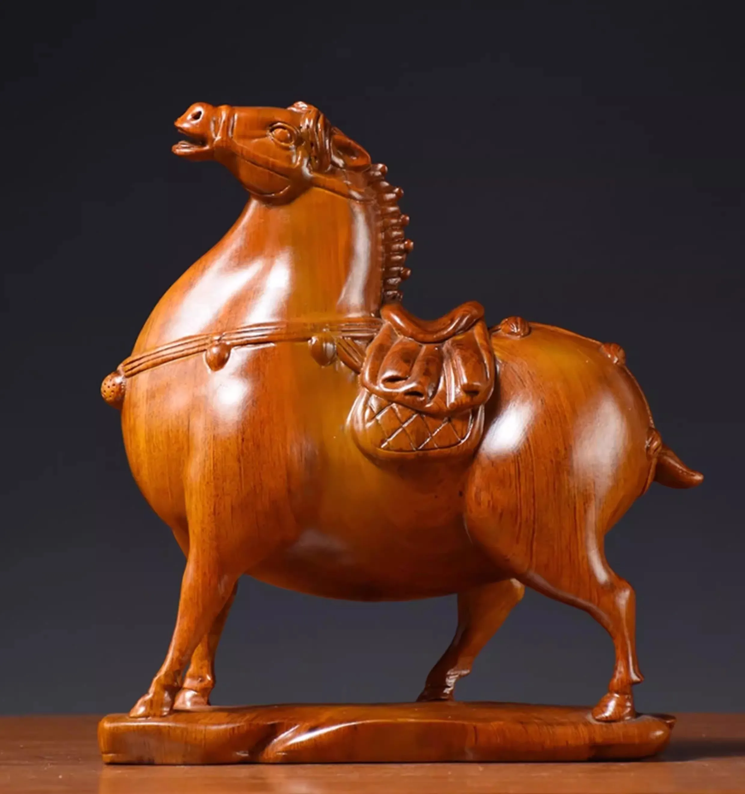 Huali wood horse ornaments solid wood carving 
