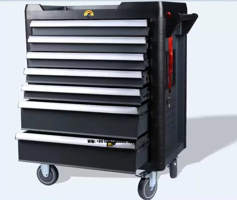 Heavy-Duty 7-Drawer Tool Cart with 421 Pieces Tool Set with Large Stainless Steel Aluminium Storage Trolley for Garage Workshops