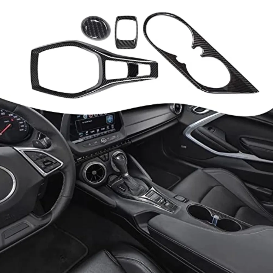 

Carbon Fiber Center Console Gear Shift Panel Trim Cover Cup Holder Frame Shift Knob Cover Sticker Interior Decoration Kit Acces