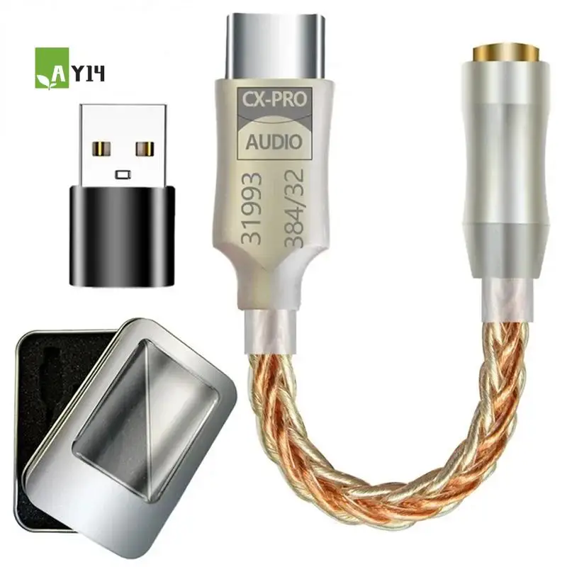 AY14 -CX31993 Hifi DAC Type C To 3.5Mm Headphone Amplifier Audio Decoder IEM AMP Mobile Phone Adapter With USB Adapter