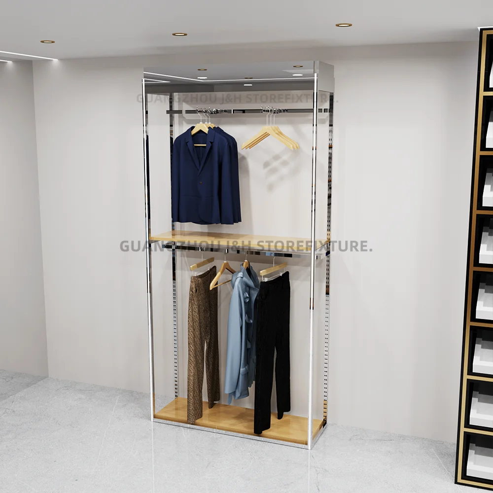 

Custom.Custom .Custom.Retail Men's Shop Clothes Wall Shelf Cloth Hanger Rack Display Racks Store Display Shelf for Fitness Appar