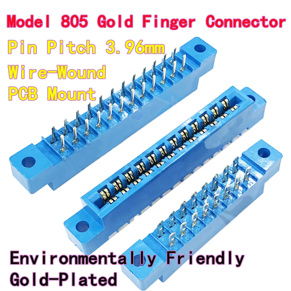 5PCS Model 805 3.96mm Gold Finger Connector - Wire-Wound & PCB Mount Socket, 8P/10P/12P/20P~72P
