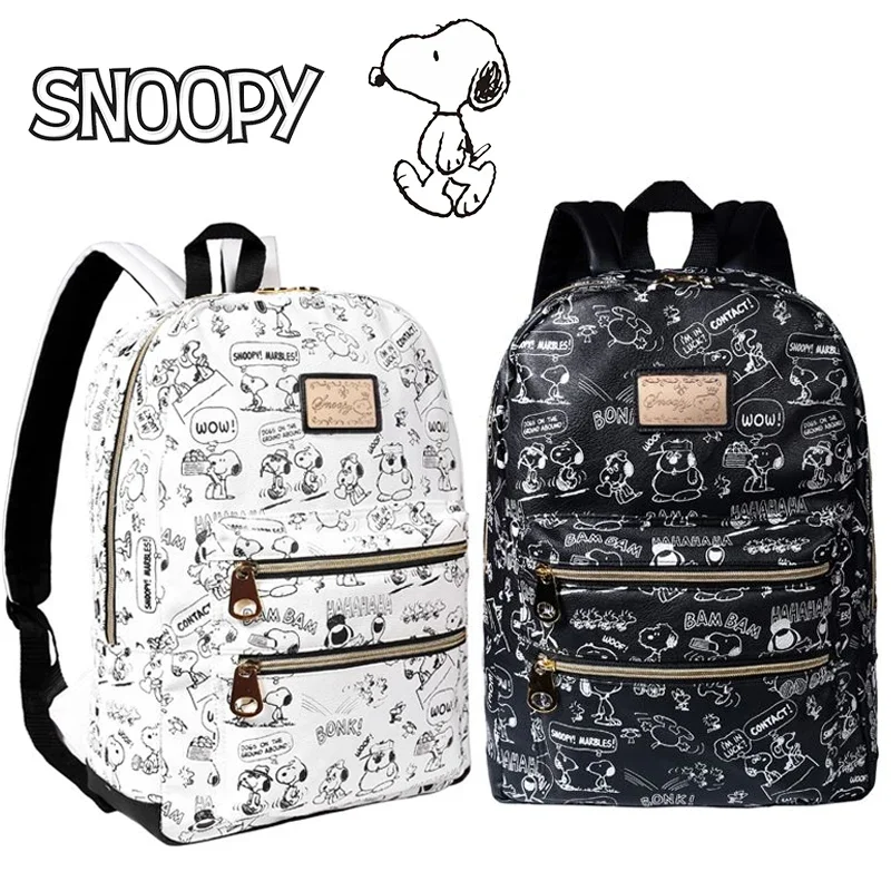 Hot Snoopy New PU Leather Women\'s Backpack Travel Bag Backpacks Schoolbag for Teenage Girls Bookbag Mochila Bookbag Men Knapsack