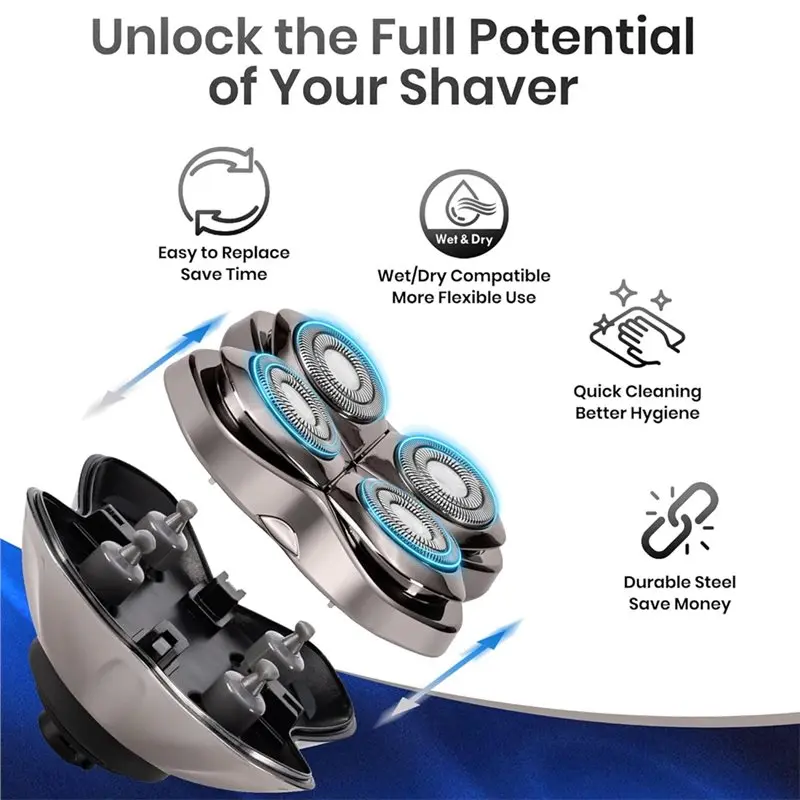2 Pack Pro 4 Shaver Replacement Heads For Skulls Pitbulls Gold PRO, Silver PRO, Platinum PRO, Floating 4 Heads