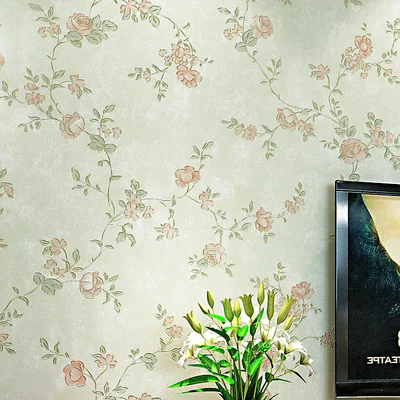 Imagem -02 - Paysota Estilo Americano Pastoral Flores Retro Verde Amarelo Papel de Parede Quarto Sala Estar Decoração da Sua Casa Rolo