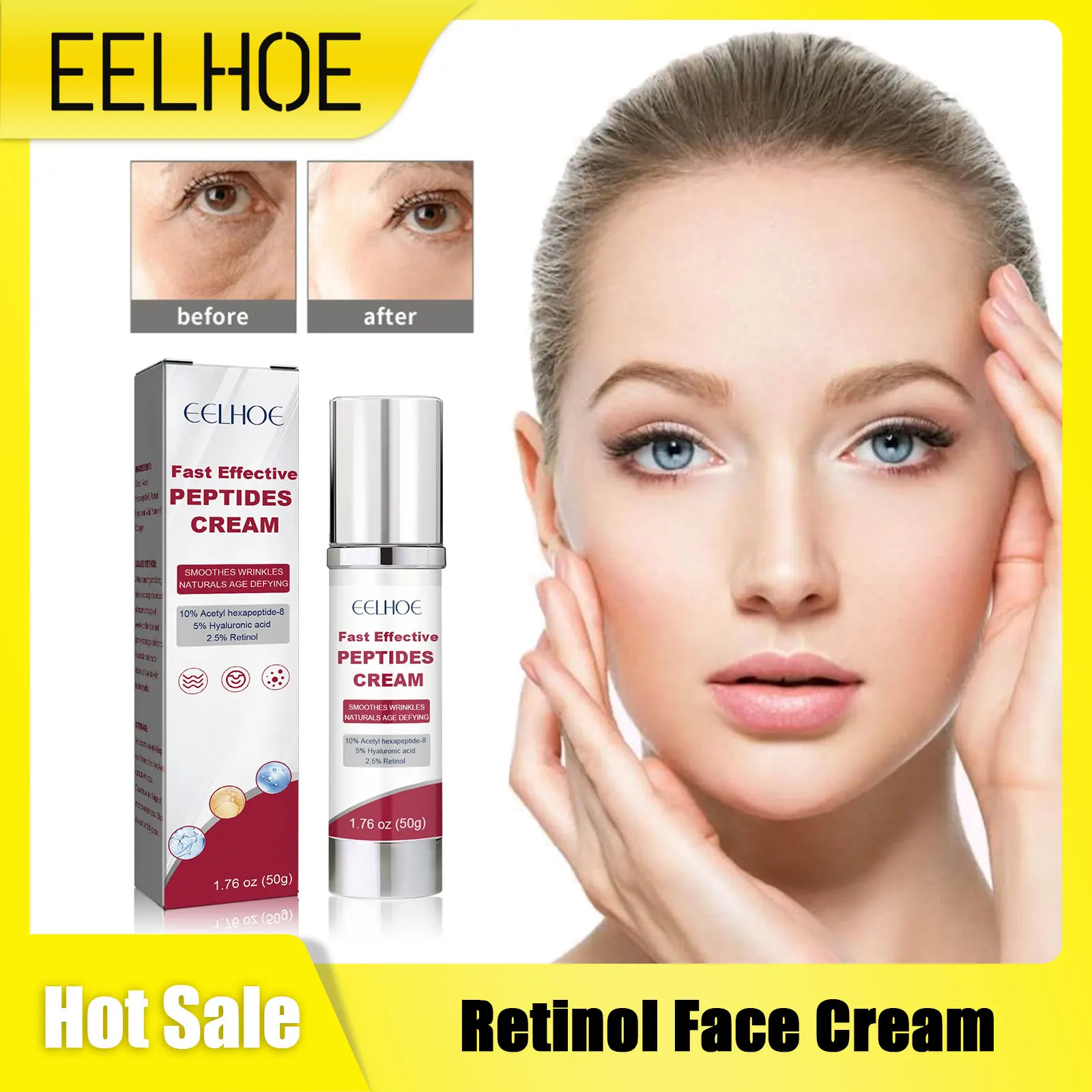 Wrinkle Face Cream with Hyaluronic Acid Remove Sagging Fade Fine Lines Moisturizing Prevent Aging Face Firming Micro Face Cream