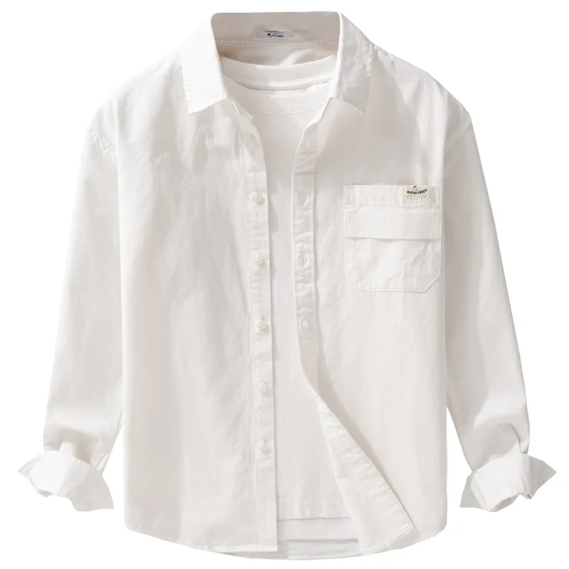 Camisa Cargo de estilo coreano para hombre, camisas rosas de primavera y verano, camisa con botones 100% cómoda de algodón con solapa y bolsillo, Top informal diario