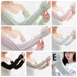 Ice Silk Ice Silk Sleeve Simple Polyester Fibre Sunscreen Long Gloves Anti-Slip Thin Arm Sleeves Cycling