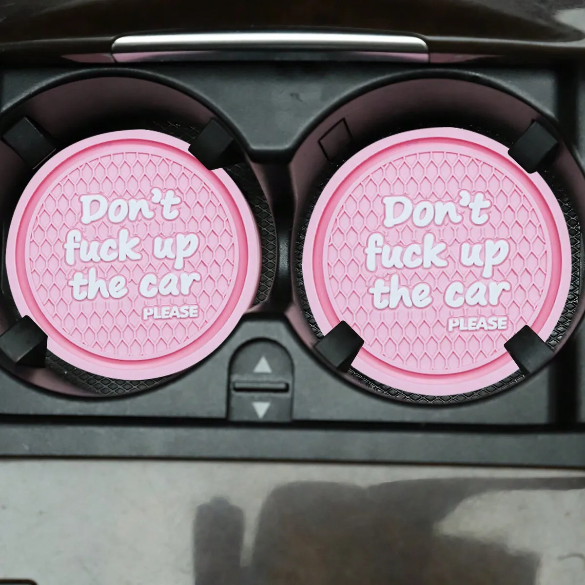 

2pcs Letter Pattern Coaster In Pink Shiny Cup Holder Inlay Coasters, Universal Car Anti-Slip Cup Holder Decorative Silicone Cup Mats