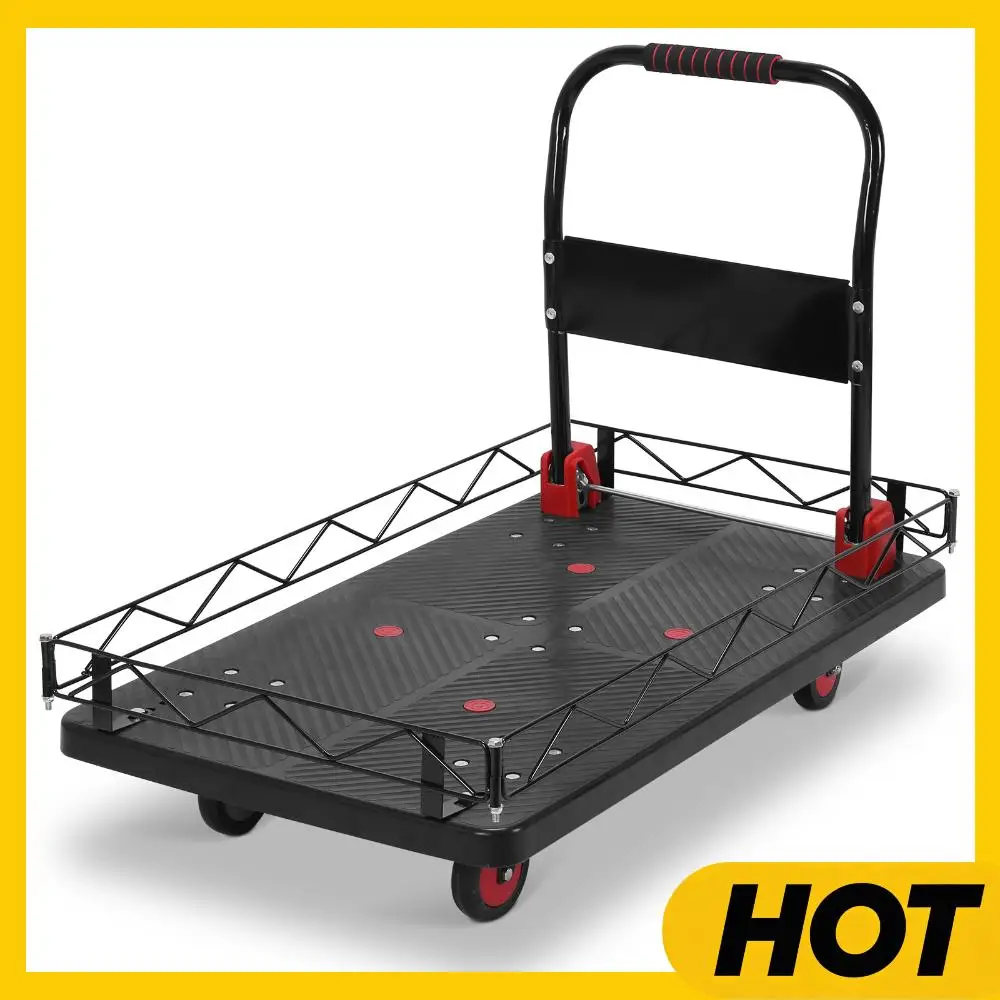 

Тележка-платформа 2-в-1 с бесшумными колесами из TPR и стальной сеткой, грузоподъемность 900 кг, для продуктов, гаража, склада