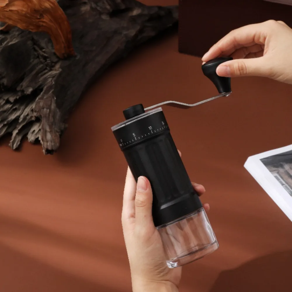 Manual Hand-Cranked Coffee Grinder Adjustable Particle Size Detachable Coffee Bean Mill Transparent Body Handheld