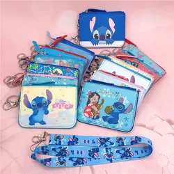 Disney Stitch hanging neck card holder card Stitch Cartoon ID card shell leather case