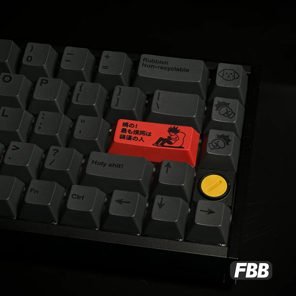 FBB Keycaps Baozaoyingye Irascible Typing Black Theme For Mechanical Keyboard Cherry Profile 61/68/84/87/96/100/104/108 keys Cap