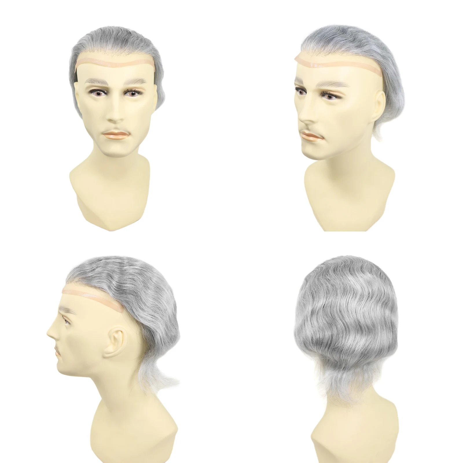 رمادي الرجال هيربيسي 1B80 الدانتيل الجبهة أحادية بولي Toupee الشعر المستعار 8X10 بوصة باروكة من شعر طبيعي نظرة الذكور استبدال الشعر الاصطناعي نظام