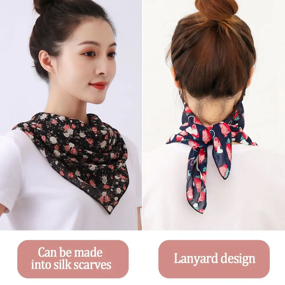 Breathable Chiffon Printing Hunting Cycling Bandana Sport Half Face Cover Mask Running Hiking Triangle Neck Sunscreen Scarf