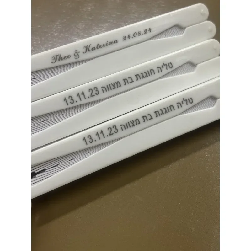 Free customization ofwhite heart-shaped folding fans, blank paper plastic handles, birthday party decorations