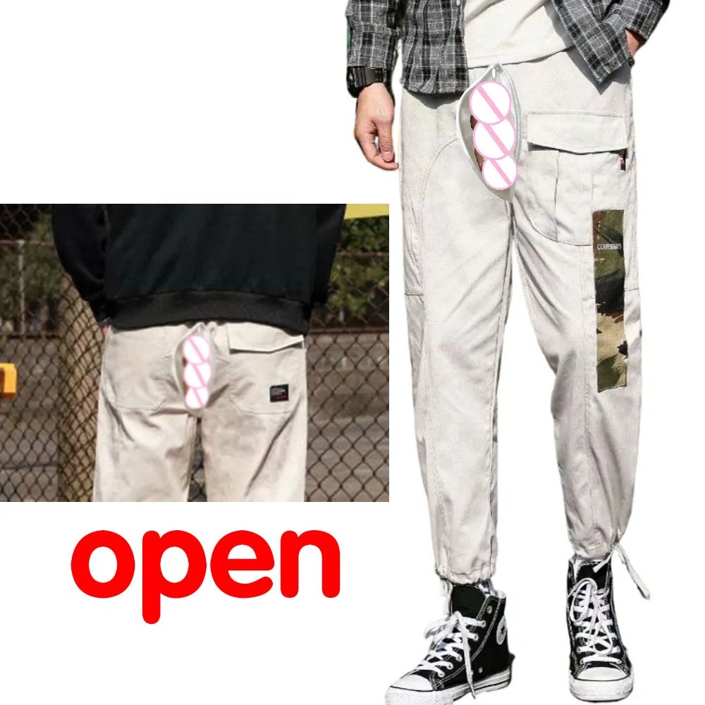 

Outdoor Crotch Sex Hotpants Men Casual Trousers Camo Ins Japanese Streetwear Joggers Tactical Pants Cargo Pants Trunk Sweatpants