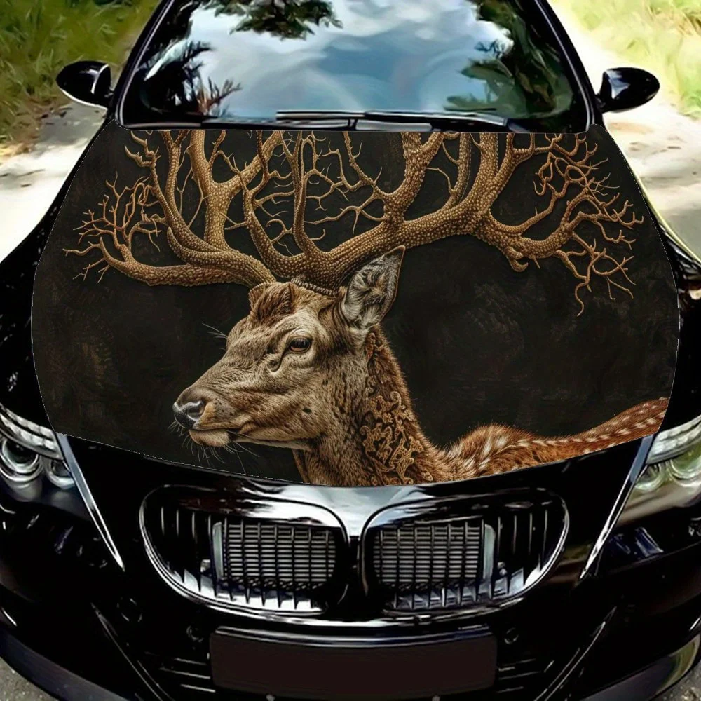 Elk Cool Car Hood Sticker Waterproof PVC Body Film, Easy To Tear Off and Durable, Suitable for Delicate Decoration Self-adhesive