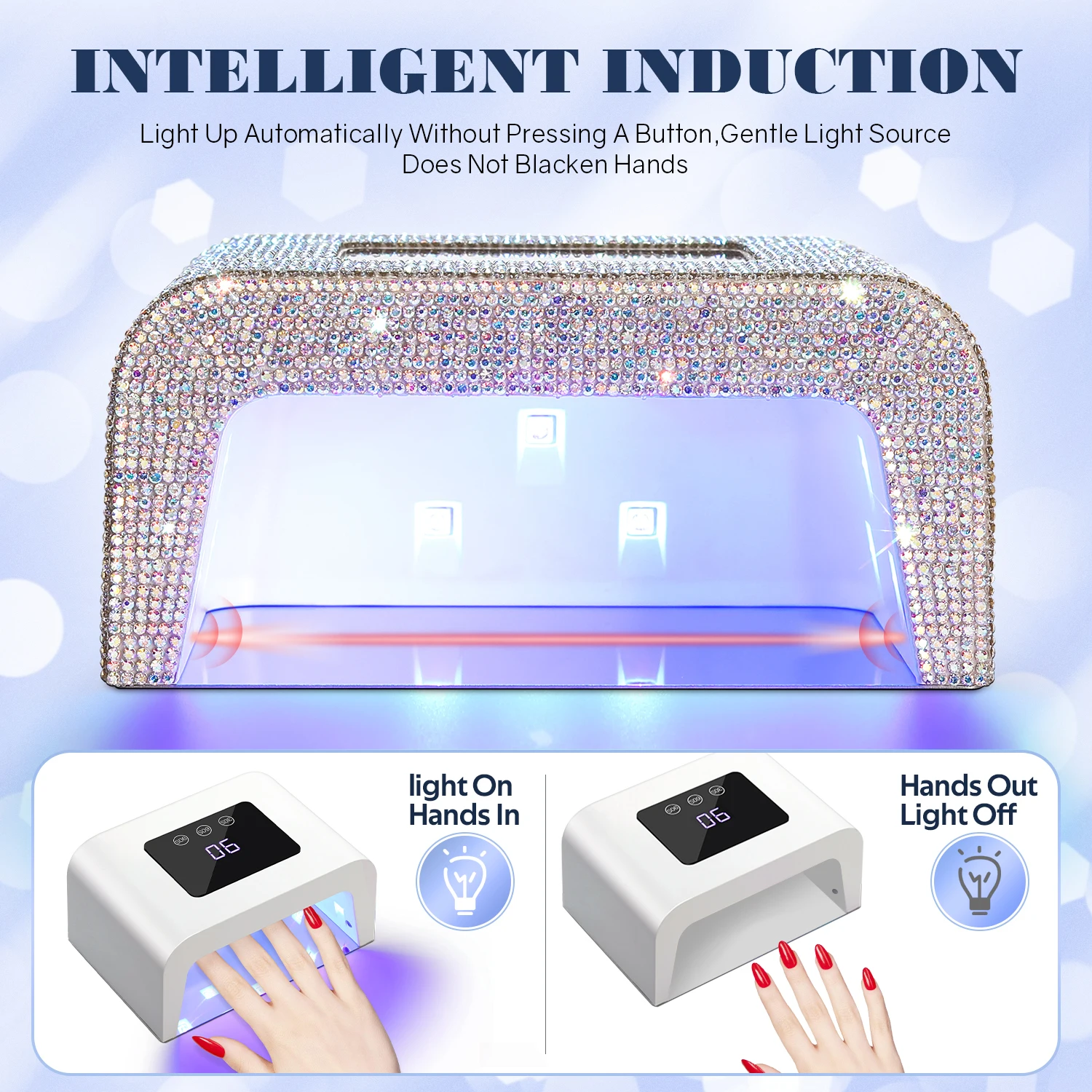 เครื่องมือทําเล็บ เครื่องเป่าเล็บ UVLED โคมไฟเล็บเครื่องเป่าเล็บสําหรับเล็บเจลบ่มด้วยเซ็นเซอร์อัจฉริยะทําเล็บมือเล็บเท้าเครื่องมือ