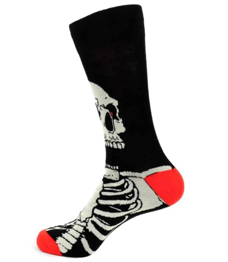 Retro Novelty Skull Skeleton Bones Cotton Crew Socks Unisex Men Women Halloween Creative Stockings Harajuku Long Socks Gifts