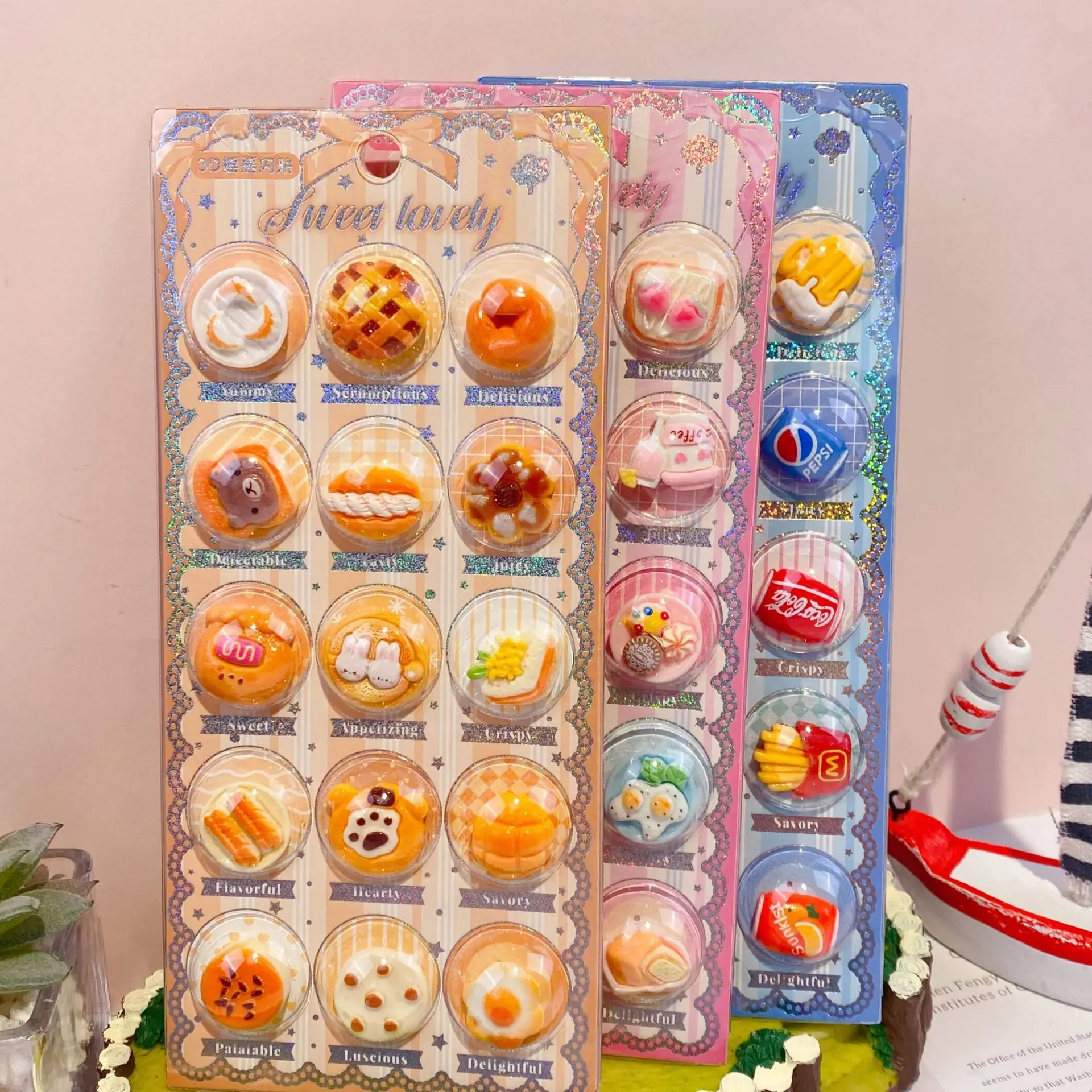 

2026new Shake Flash Sticker 3D 3D 3D Relief Sticker Candy Crystal Sticker Children's Toy Decorative Sticker Reward Gift