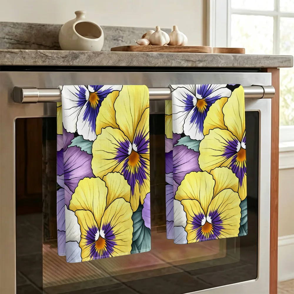 1pc/2pcs Colorful Floral Print Kitchen Towel-Super absorbent, reusable polyester dishcloths perfect for home decor, cooking, bak