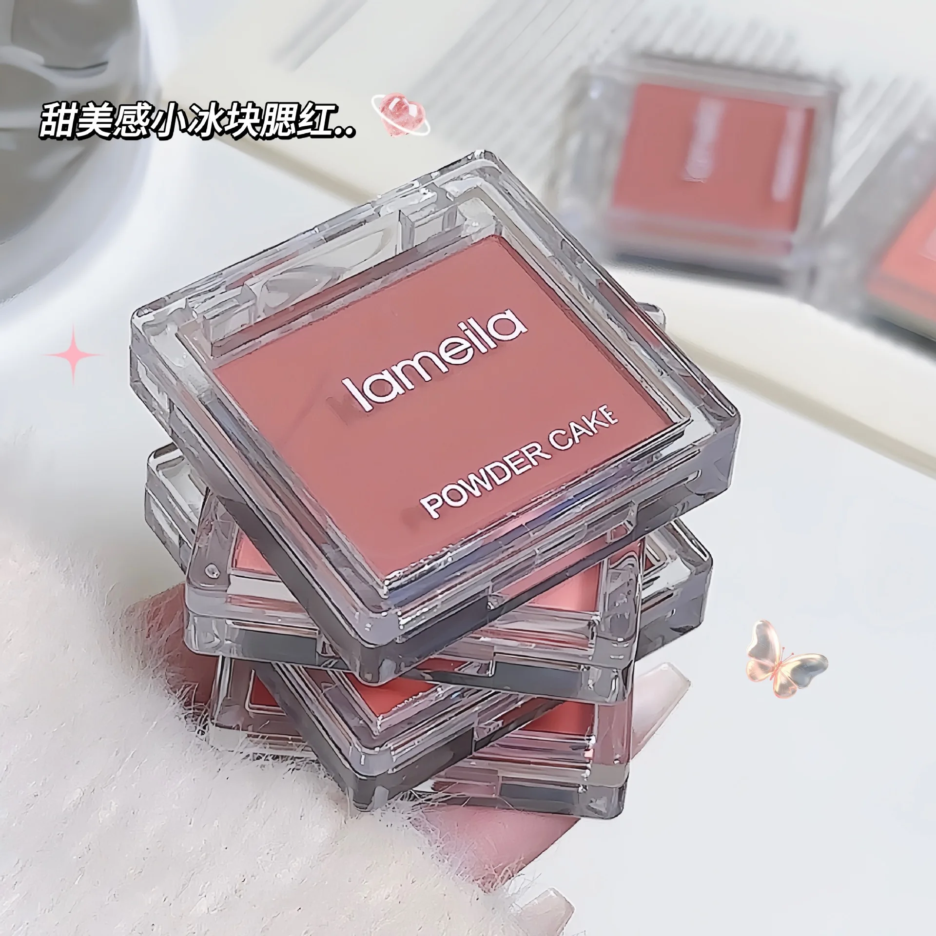 Blush Cream Powder Matte Blush แต่งหน้าติดทนนานสวมใส่เม็ดสีสูง Natural Matte Blush Facial Contouring แต่งหน้า Cosmtics