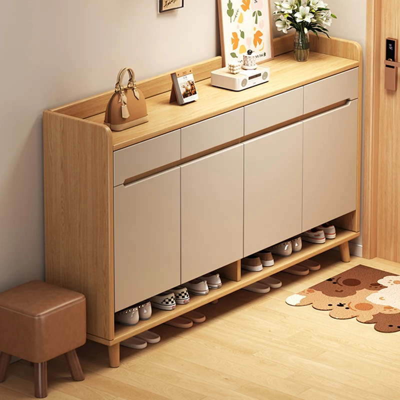 

Storage Display Shoe Shelf Wooden Shelves Space Saving Designer Slippers Shoe Shelf Entrance Hall Zapatero Entrance Furniture