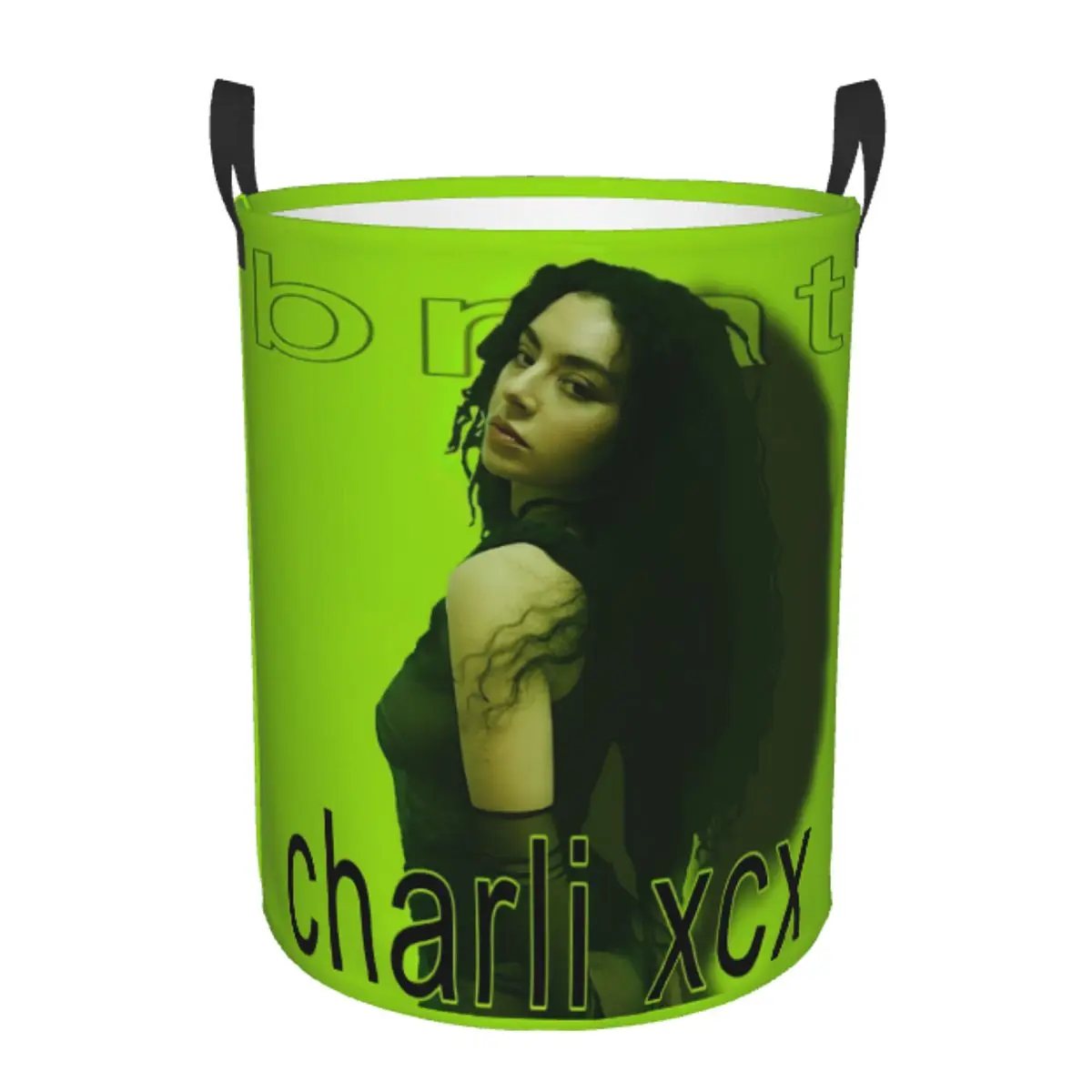 Custom British Singer C-Charli XCX Laundry Basket Collapsible 2024 Brat Album Clothes Hamper for Baby Kids Toys Storage Bag