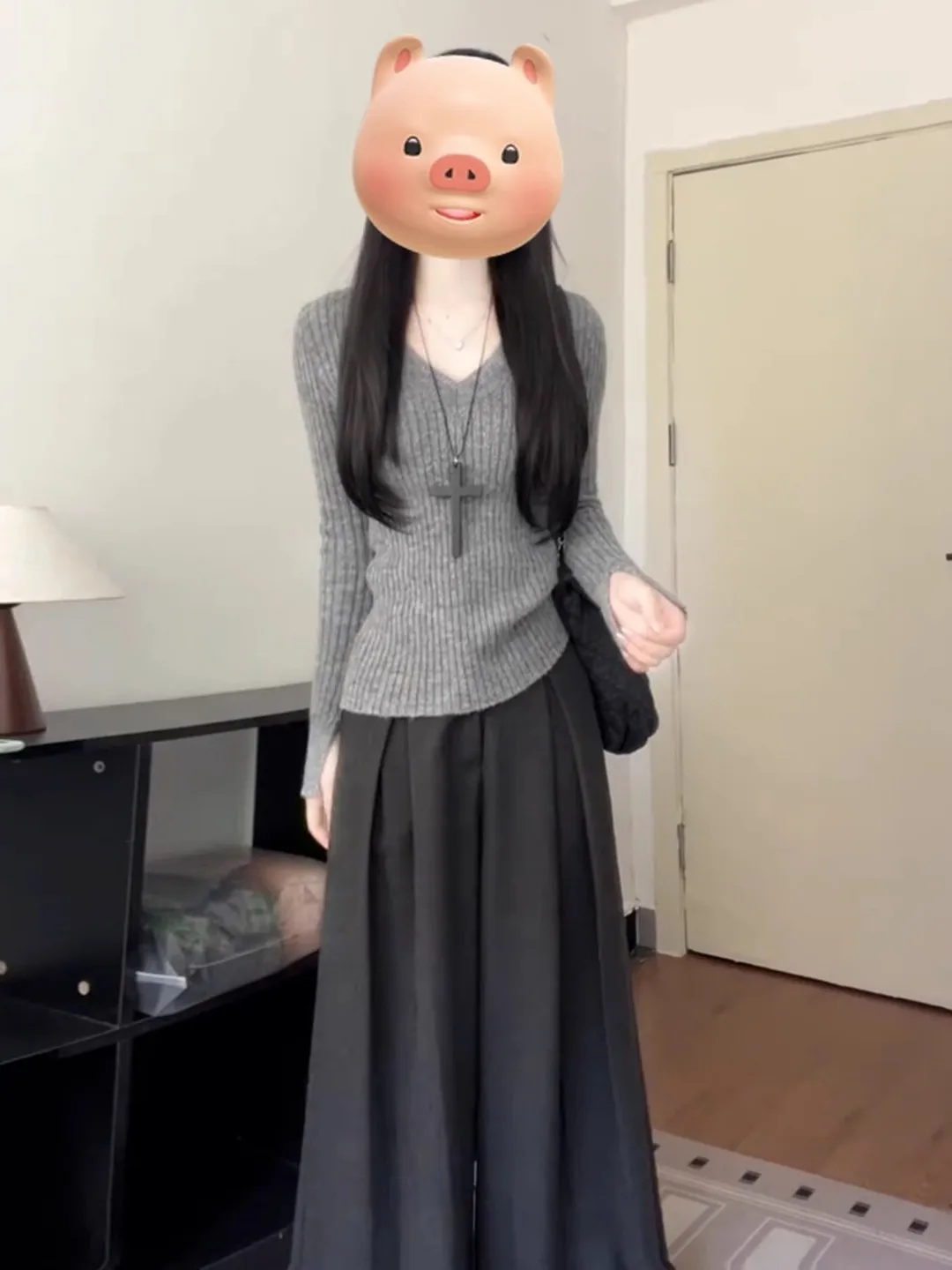 

Корейские элитные повседневные брюки, женский модный комплект одежды, новинка 2023 года, осень, уникальный красивый комплект из двух предметов, шикарный сле