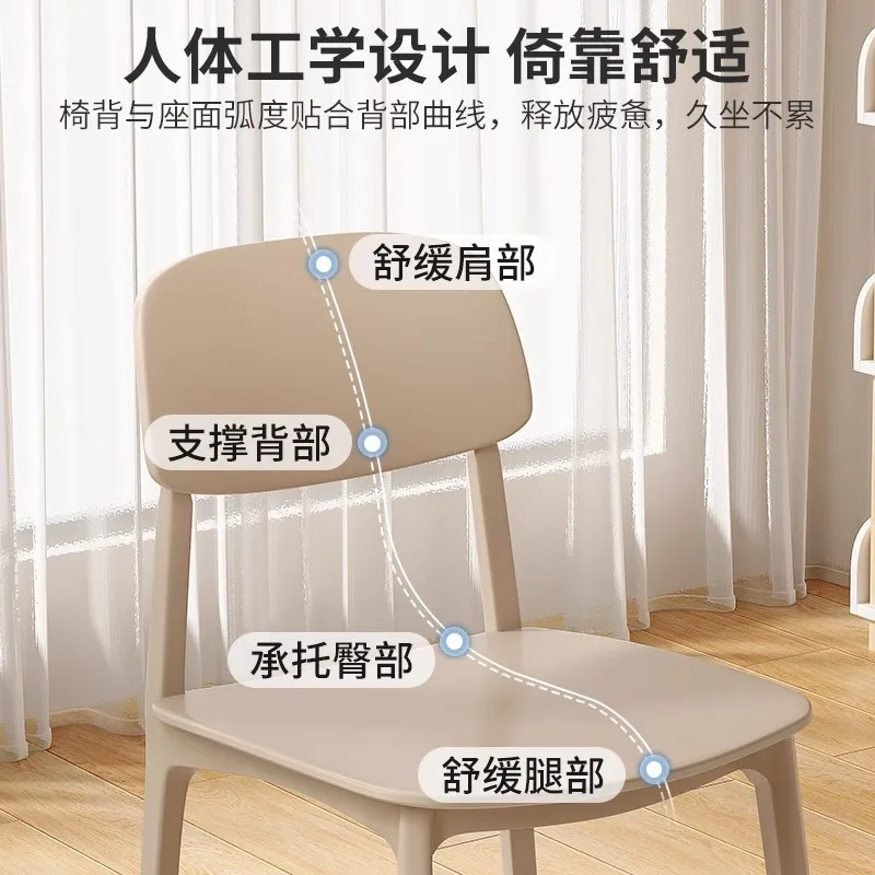 Nordic Plastic Chair Thickened Household Stool Restaurant Dining Table Chair Simple Desk Learning Modern Back Chair
