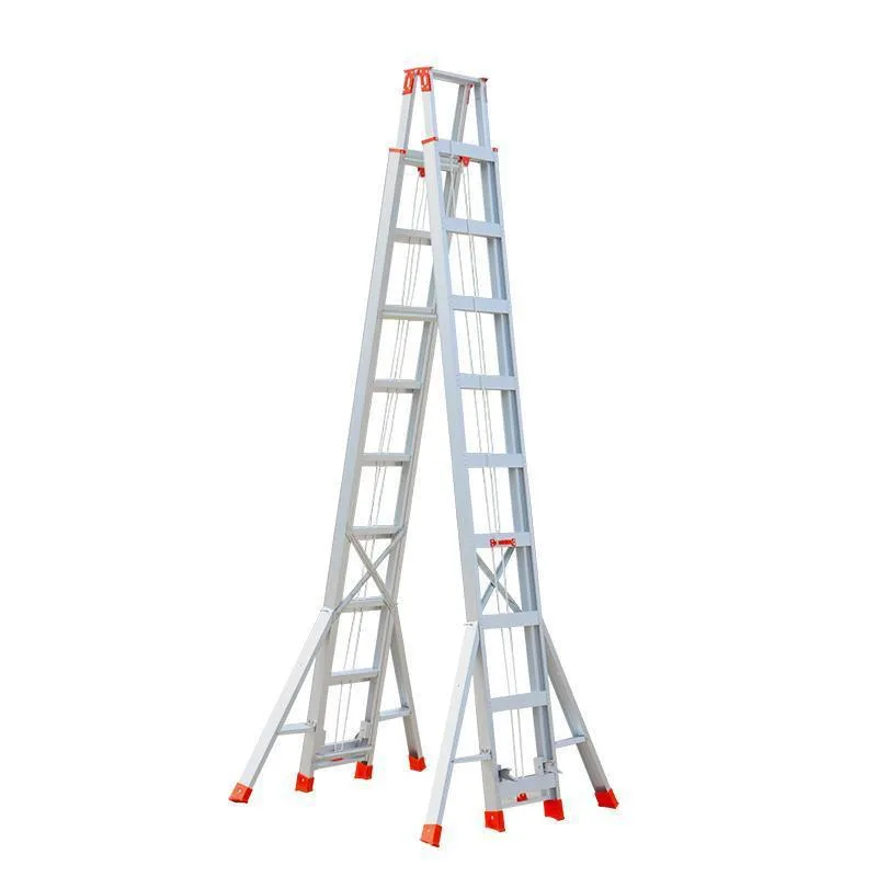 

Telescopic ladder Thickened aluminum alloy herringbone ladder Double-sided lifting eight-foot support