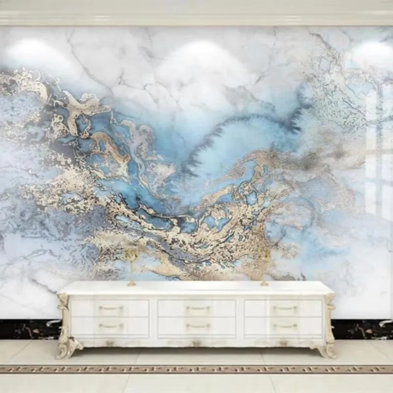 

Большие обои по индивидуальному заказу, 3d светлые роскошные микрокристаллические плитки, синий позолоченный мрамор, фон, стена, гостиная, спальня, фреска обои