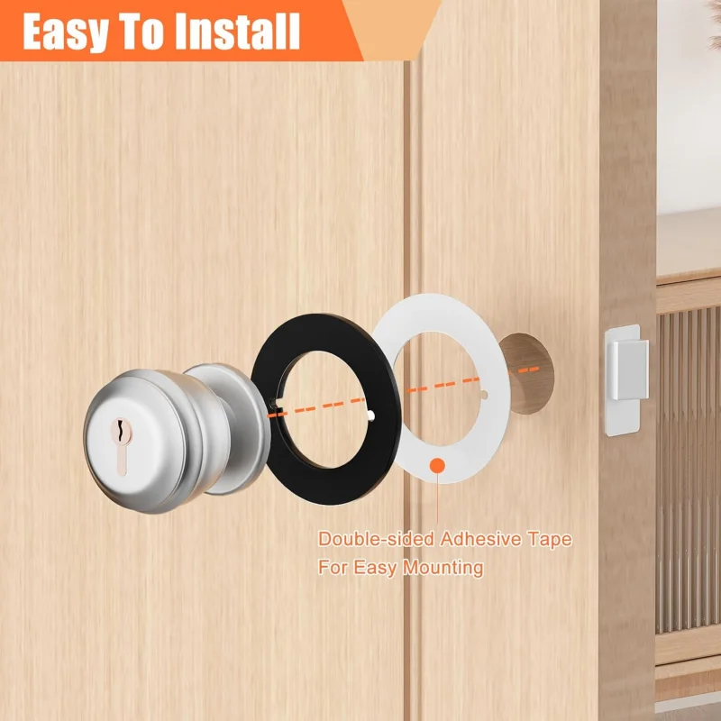 2 도어 손잡이 보강 플레이트 원형, 커버 데드볼트, 핸들 수리 키트, 검정색