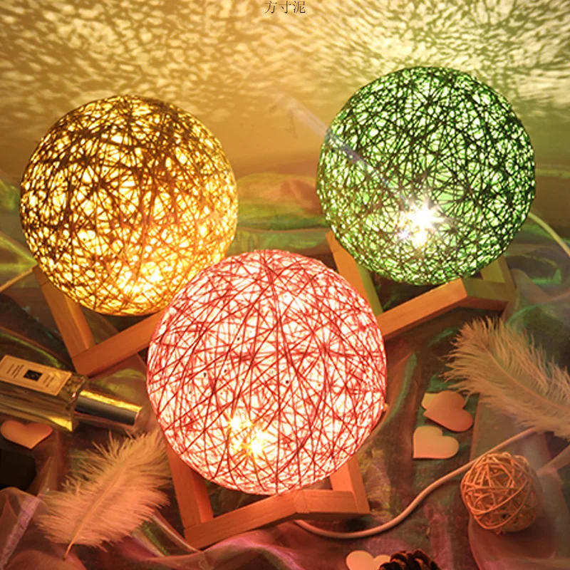 التحكم عن بعد الجدول مصباح أباجورة جو الكرمة بال صغيرة ليلة مصباح غرفة نوم النوم ضوء المكونات في ضوء القمر النجوم Pr #3