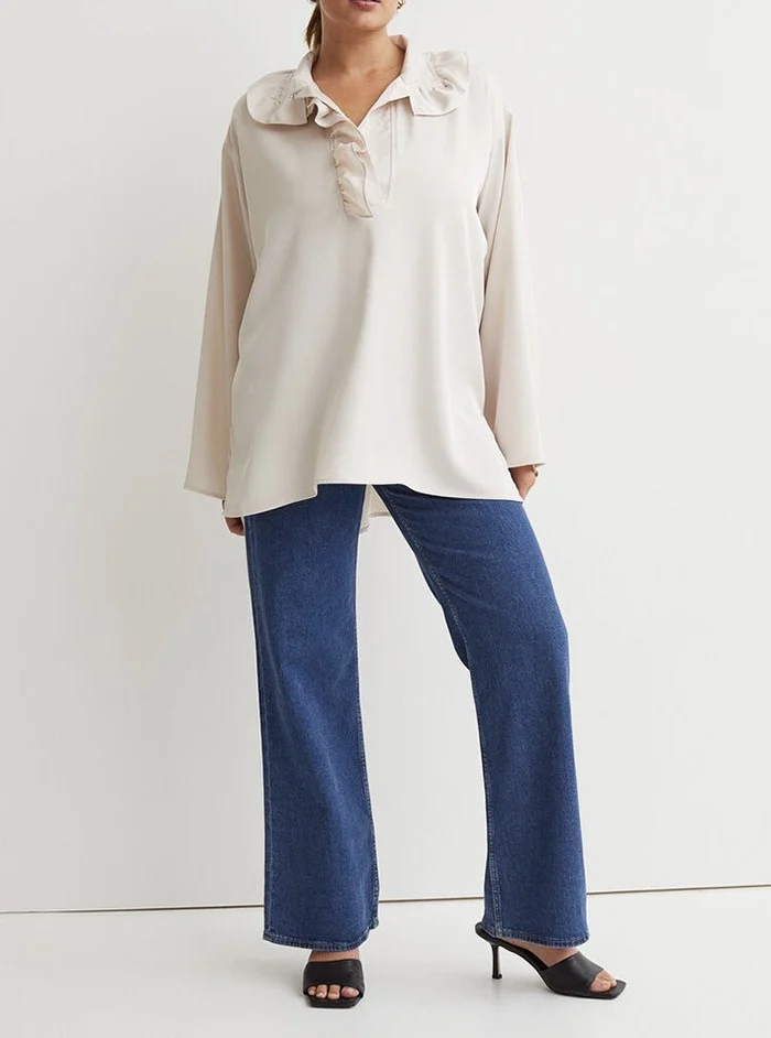 

Fashionable V-Neck Long Sleeve Chiffon Blouse Women's Loose Fit Versatile Shirt with Lace Trim Quality Top Summer 2023