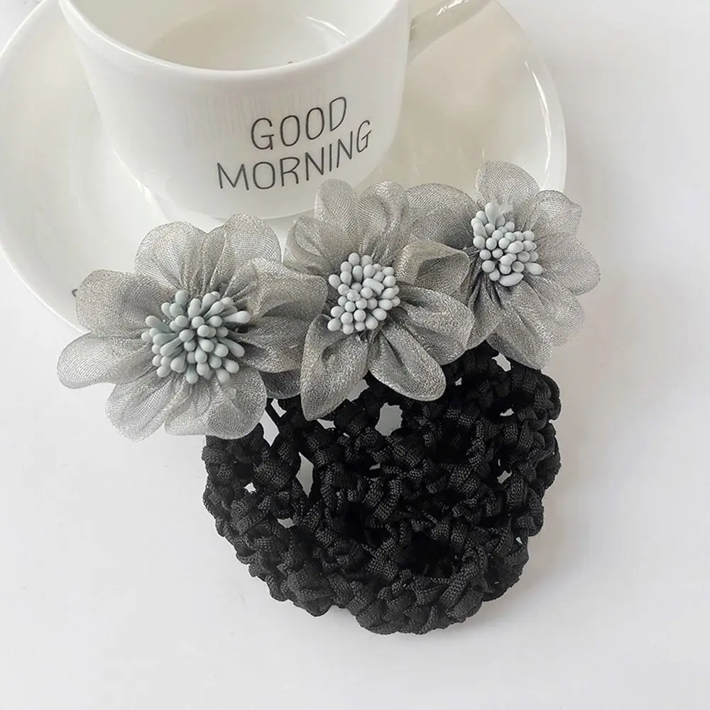 

Clip Pearl Mesh Hair Net Lady Dance Headdress Women Spring Clips Hairgrips Cover Net Lace Flower Hair Net Korean Bun Snood